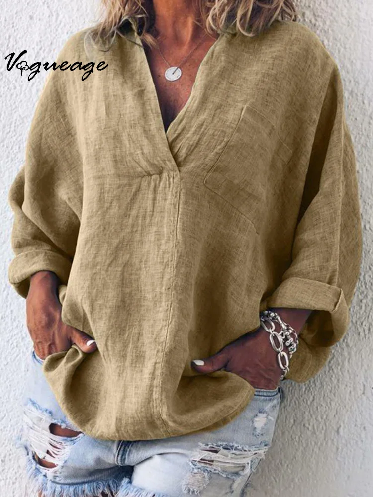 Fashionable Solid Color All-Match V-Neck Long-Sleeved Pullover Women's Shirt