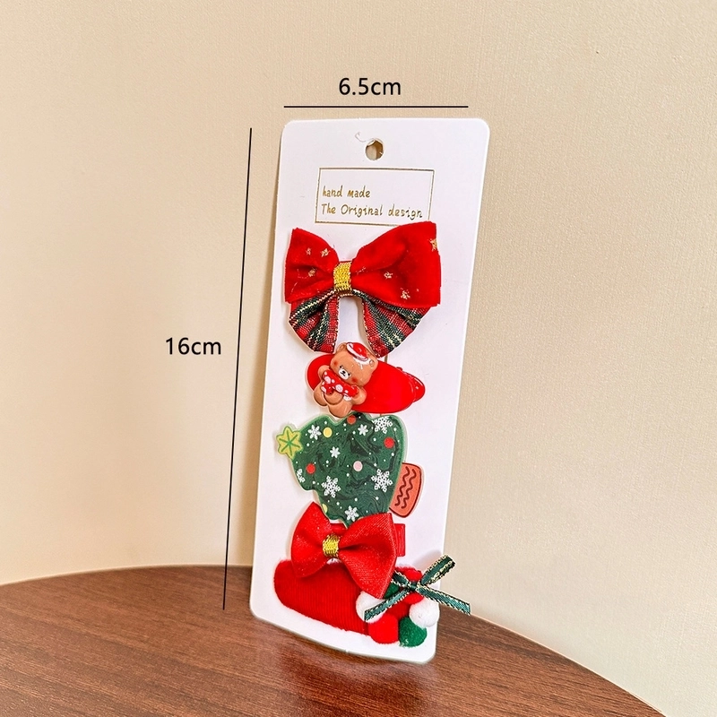 Christmas Cute Kid’S Santa Claus Gingerbread Bow Knot Hair Clip