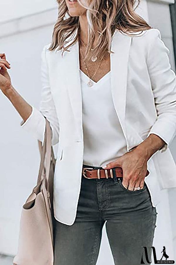 MidiSono - Casual Turndown Collar Coat