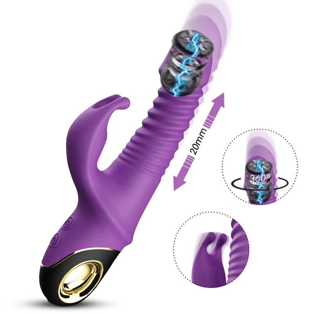 Rabbit Vibrator Automatic Telescopic Rotation G-Spot Clitoris Stimulator
