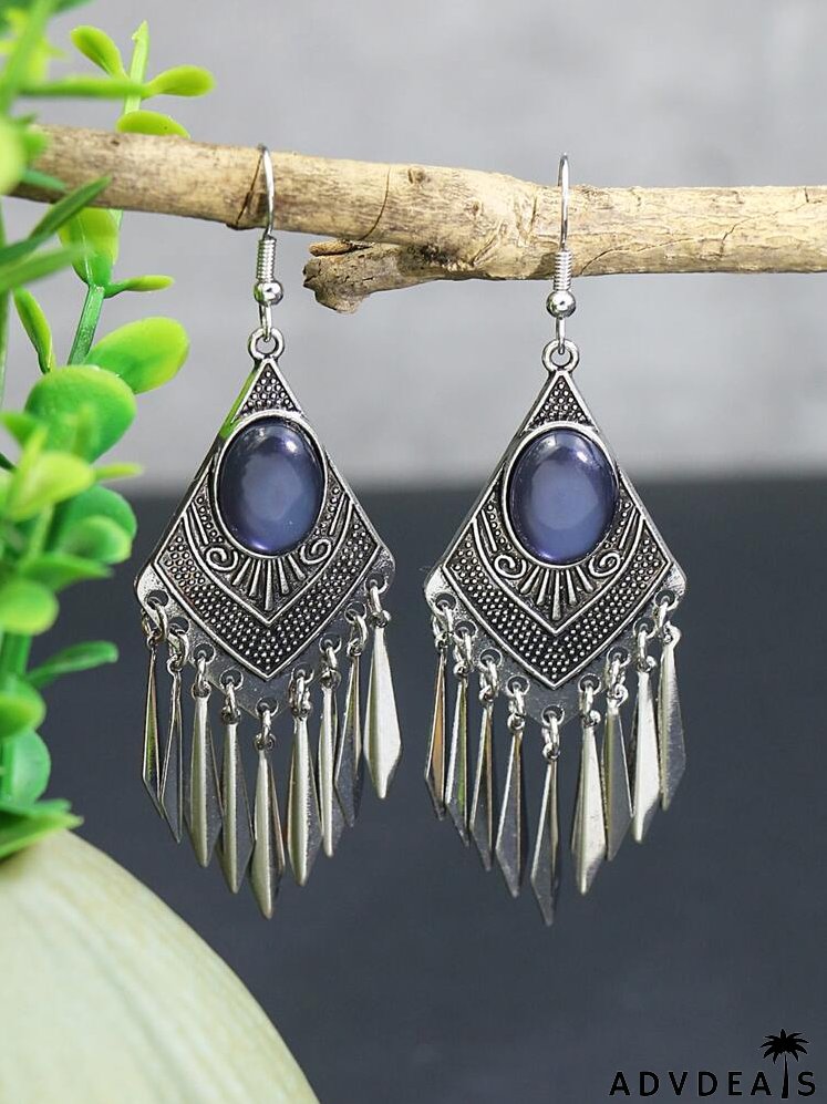 3pairs Stone Decor Drop Earrings