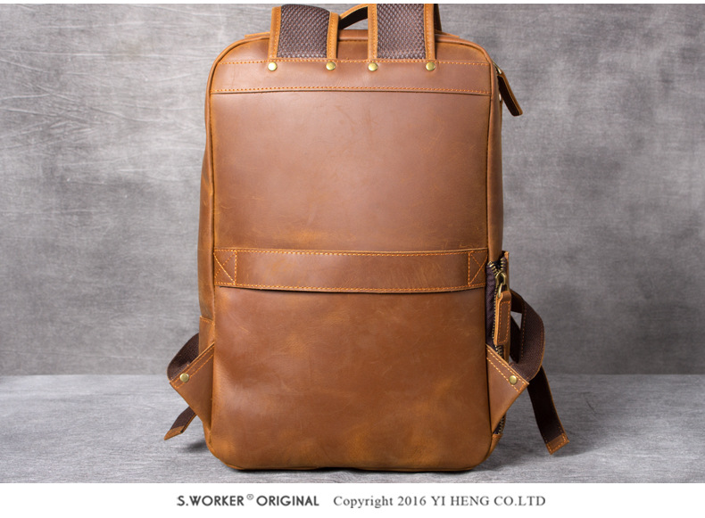 Back Display Color Brown of Leather Backpack