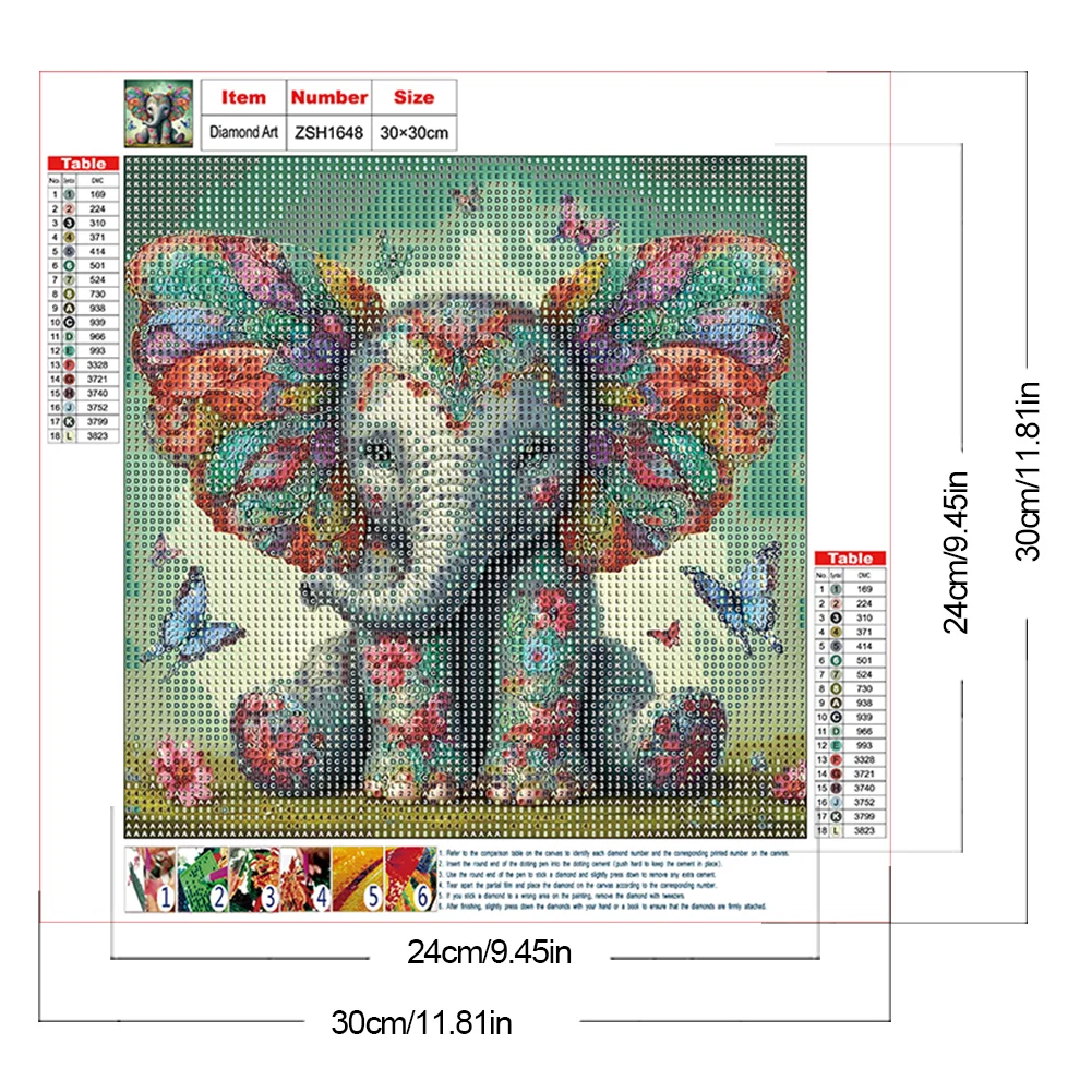 Diamond Painting - Full Round Drill - Butterfly Elephant(Canvas|30*30cm)