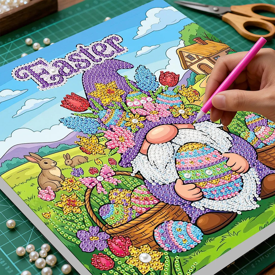Easter Goblin DIY Pearl Painting Art Kits with Frame 25x25cm Pearl Gem Paintings Picture Arts Craft for Adults Beginners Home Wall Decor