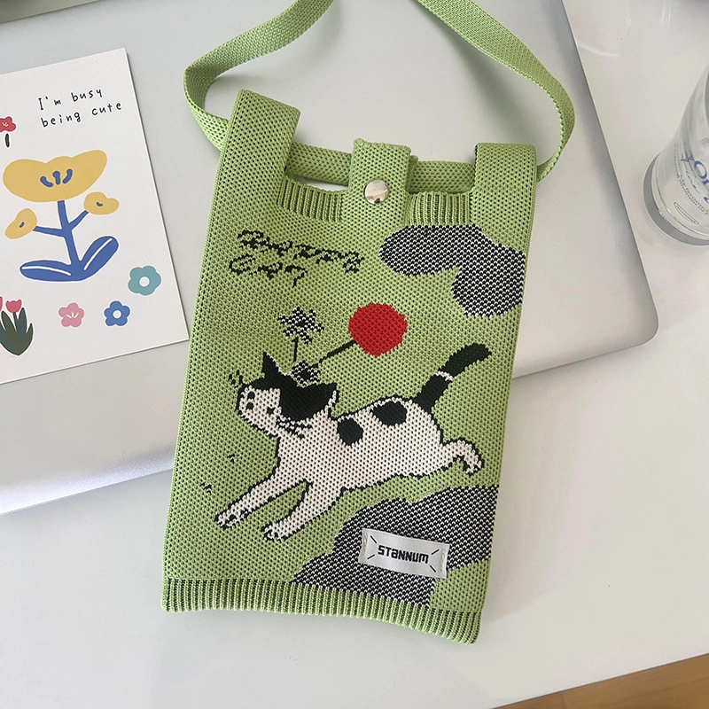 Women’s Polyester Printing Animal Color Block Cute Square Buckle Shoulder Bag Phone Wallets