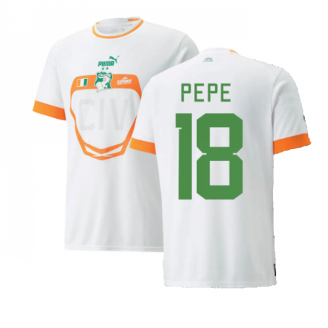 Ivory Coast Nicolas Pépé 18 Away Shirt Kit 2022-2023