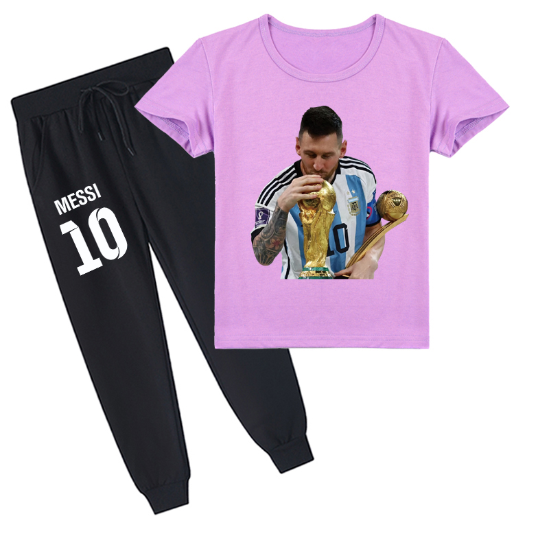 Mayoulove Messi Kids Short Sleeve T-Shirt Set - Perfect for Boys  Girls, Stylish Soccer Apparel, Trending Sportswear-Mayoulove