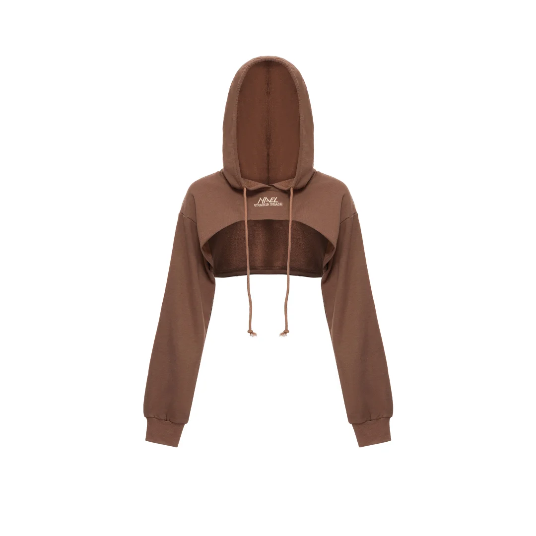 Casual Drawstring Cropped Sports Hoodie