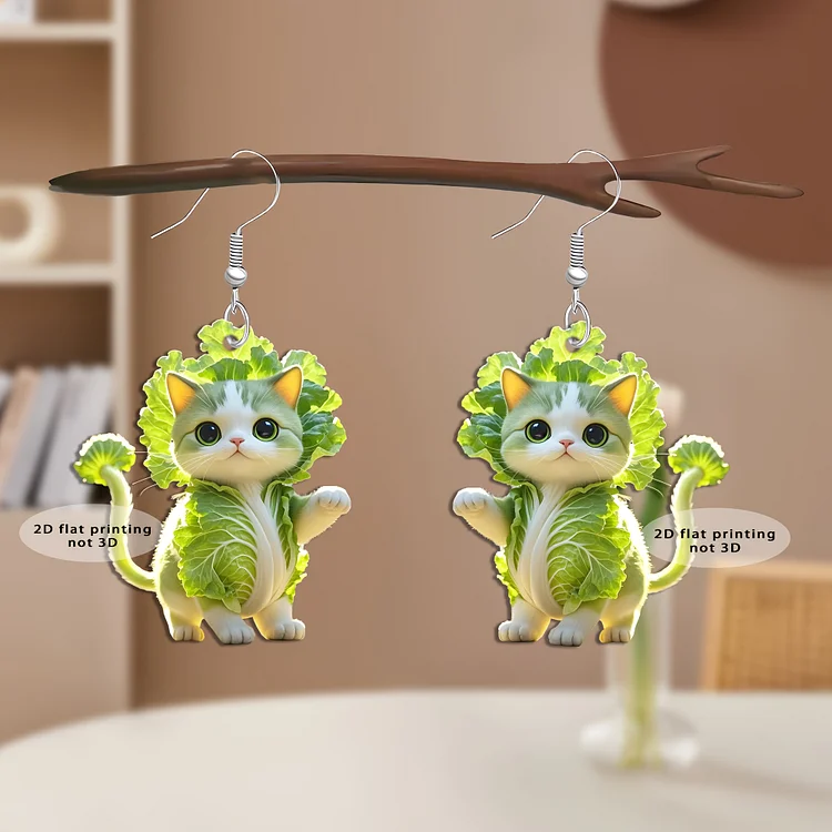 Charming Cabbage Cat Earrings