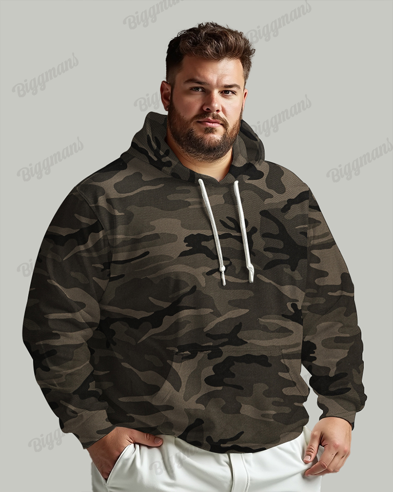 Camouflage Print Men's Long Sleeve Hoodie Men's Plus Size