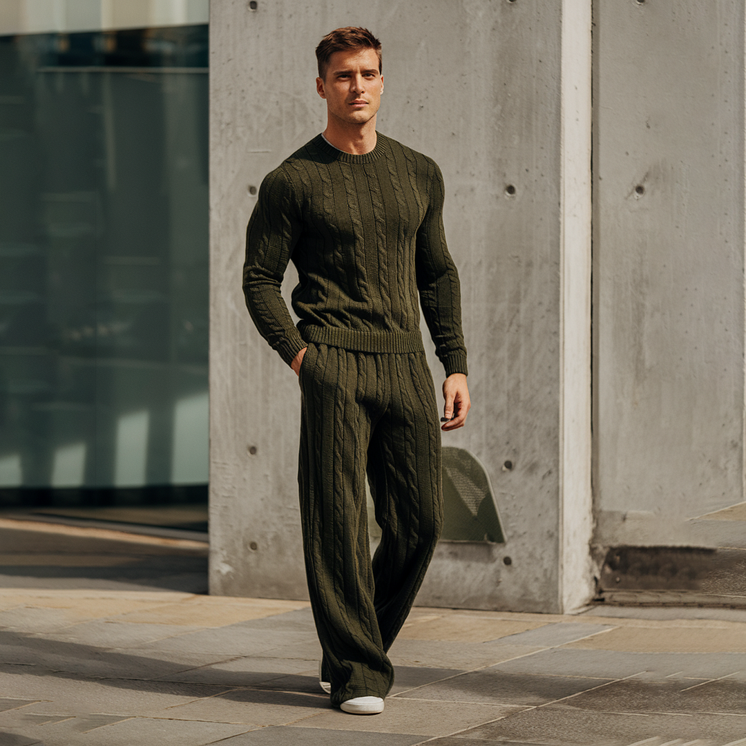 Men's Round Neck Basic Knitted Suit-inspireuse