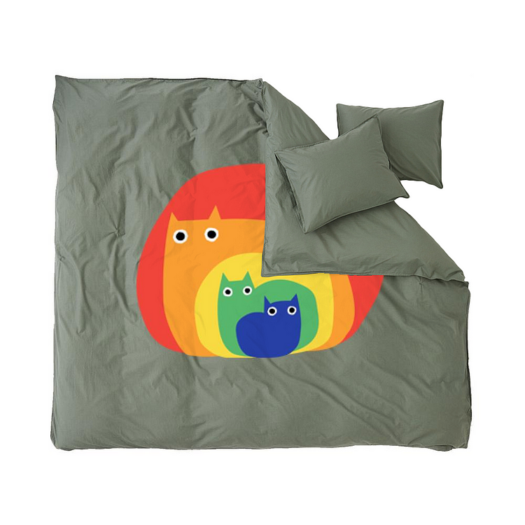 Rainbow Cats, Cat Duvet Cover Set