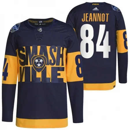 Men's Nashville Predators #84 Tanner Jeannot 2022 Navy Stadium Series  Player Stitched Jersey