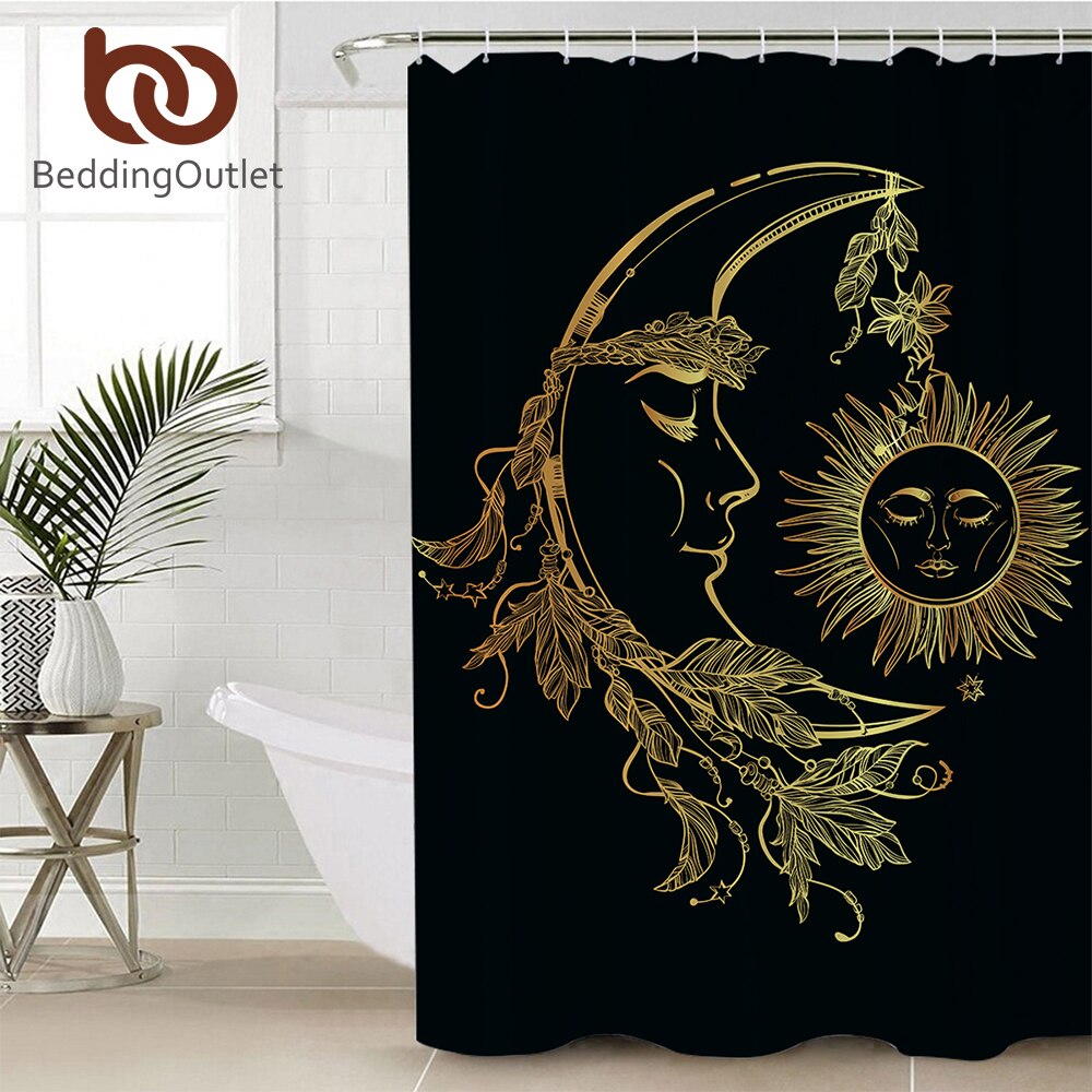 

Gold Moon Accompanys Sun - Print Shower Curtain, 180*180cm, 501 Original