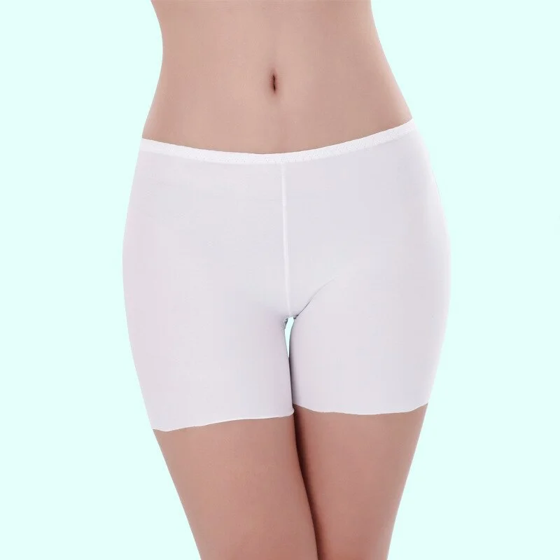2PCS Ice Silk Safety Panties Seamless Pantiesant Mid-Waist Interior Femenina Women Comfortable Anti-Exposure Large Stretch Boxer
