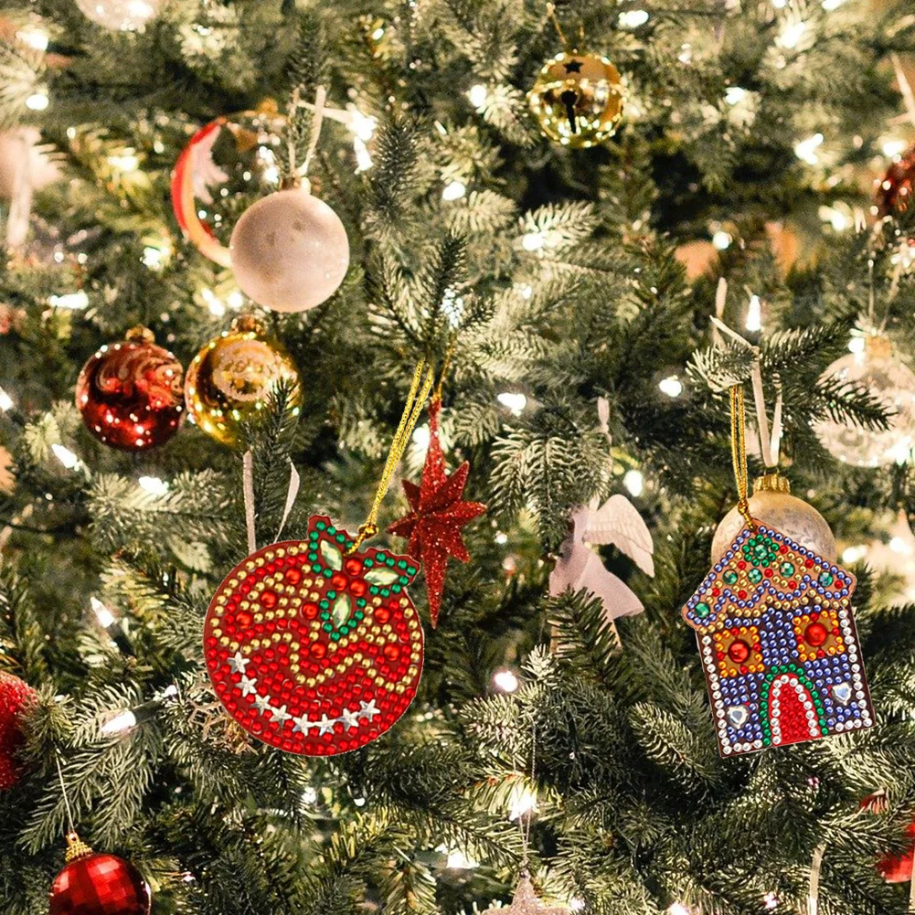 8pcs DIY Diamond Painting XmasTree Pendant (Single Sided)