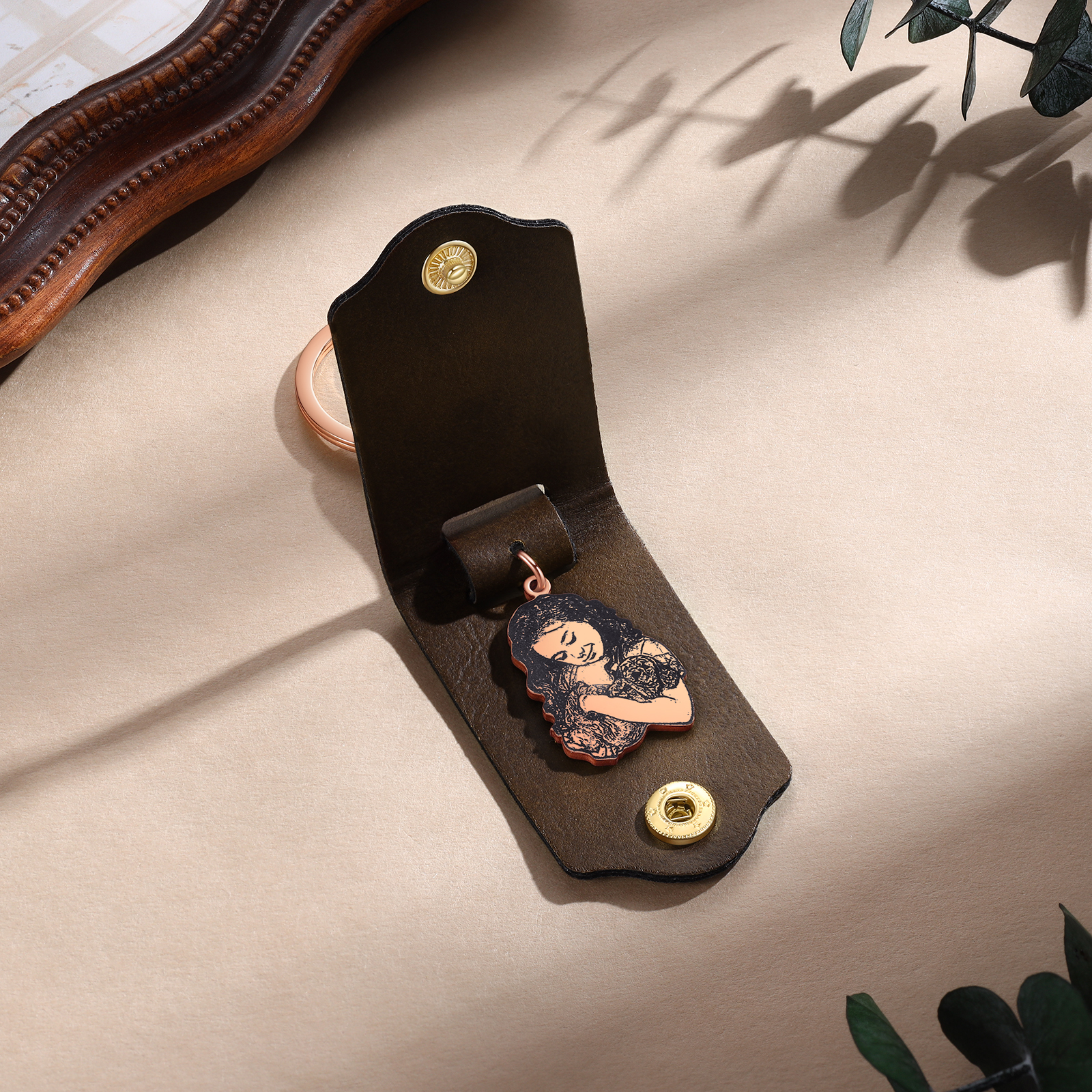 Personalised Photo & Name Keychain Custom Leather Keychain Gifts for Him/Her-Jessemade AU