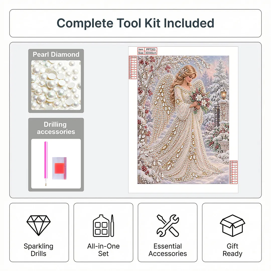 Pearl Painting Kit for Adults Christmas Winter Angel