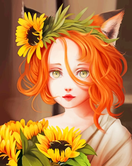 

Pretty Sunflowers Girl – Paint By Numbers - 40*50CM, 501 Original