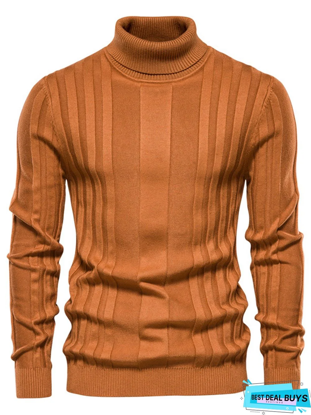 Men's Turtleneck Casual Knitted Solid Color Pullover Sweater