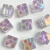 100PCS Lovely Flashing Painting Square Plaid Dice DIY Beads
