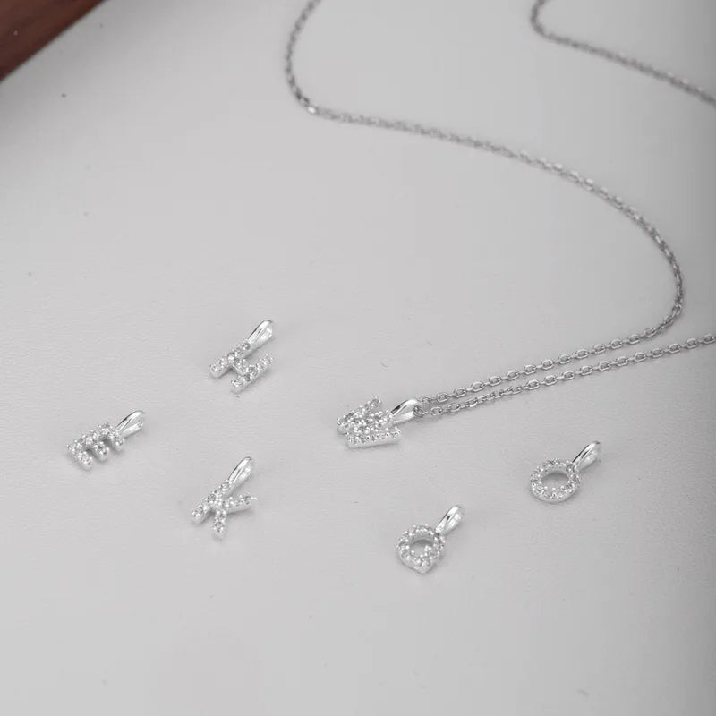 1 Piece 17.4mm 925 Sterling Silver Letter Pendant Chain Jewelry Accessories