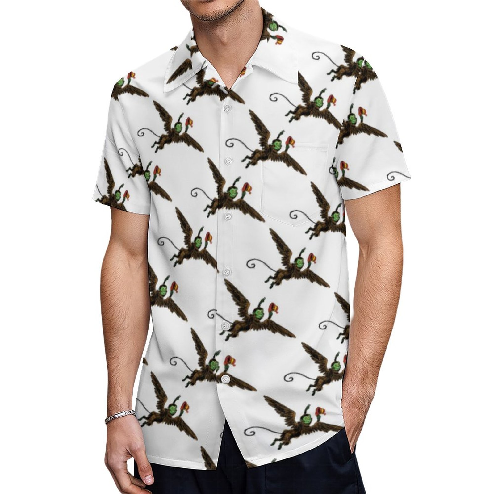 Vintage Of Oz Evil Flying Monkey Hawaiian Shirt Mens Button Down Plus Size Tropical Hawaii Beach Shirts
