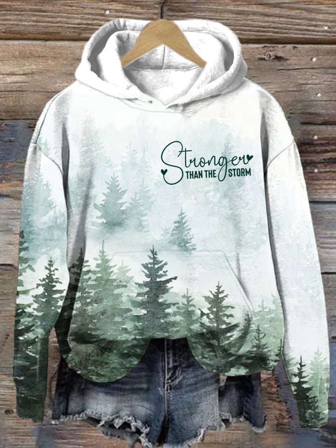 Women's Appalachian Hurricane Stronger than the Storm Watercolor Art Casual Crew Neck Sweatshirt