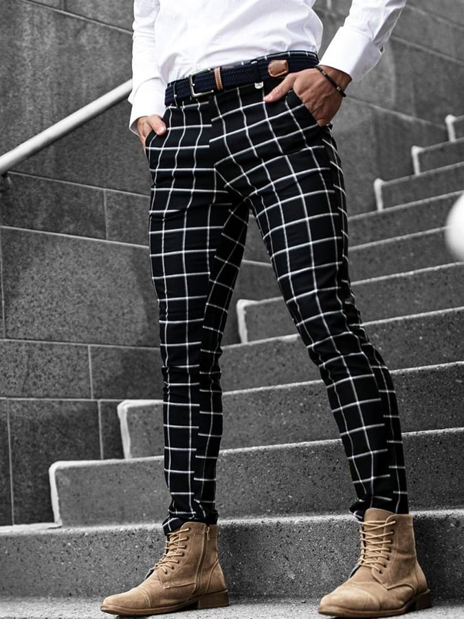 Men's Check Slim Stretch Pants 
