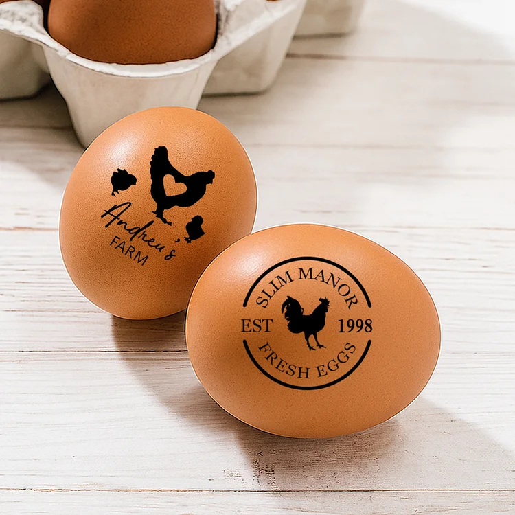 Chicken or Duck Egg Personalized Stamp, Custom Fresh Egg Branding Stamp with Handle, Ideal for Egg Boxes and Farm Identity