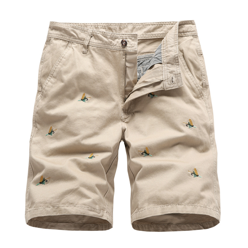 Men's Casual Cotton Five Points Tide Brand Embroidered Shorts