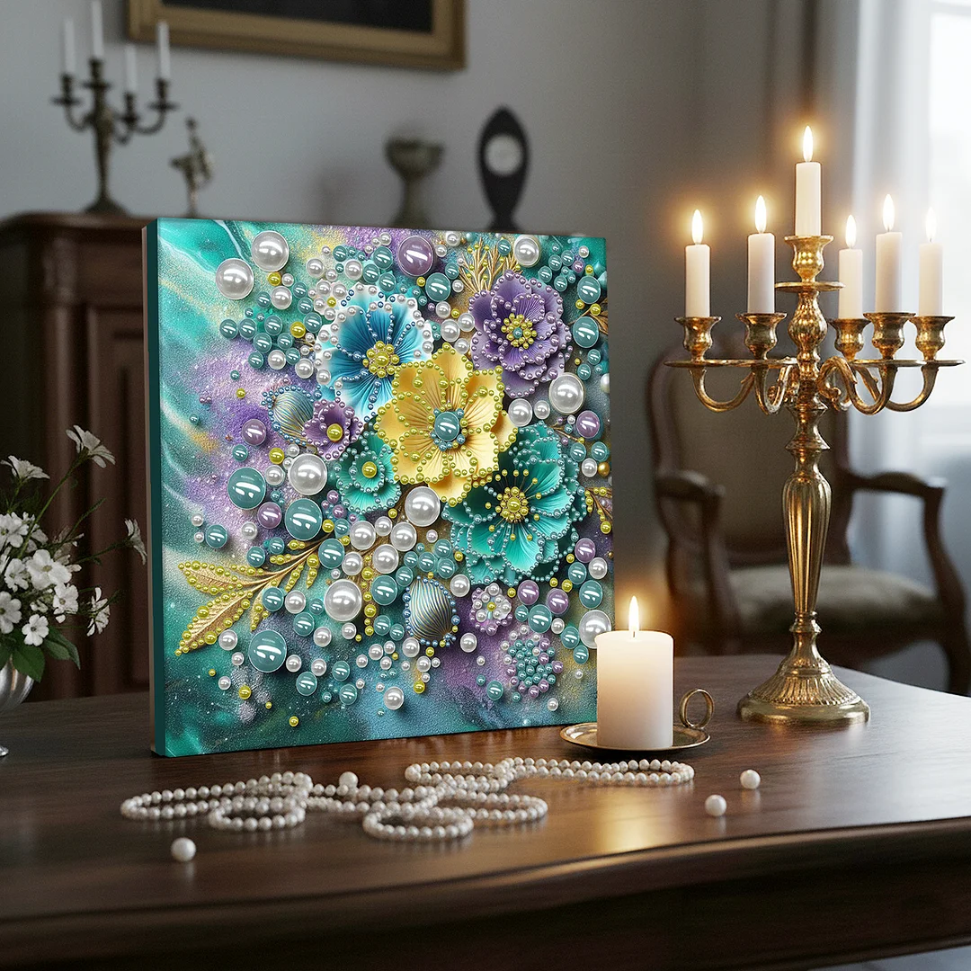 Fresh Flowers - DIY Pearl Diamond Art Kit With Frame 30*30cm