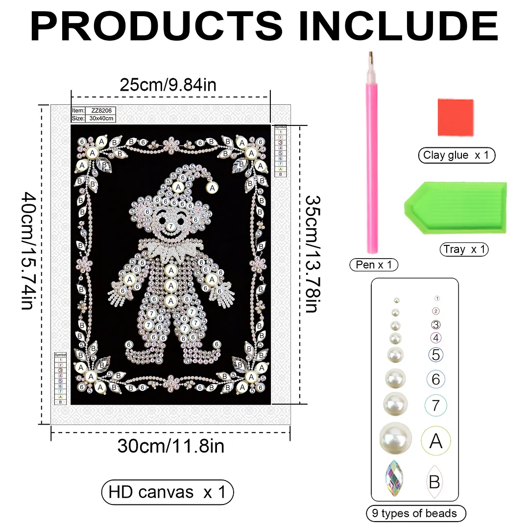 Clown Special Shaped DIY Partial Drill Diamond Art Pearl Painting Kit for Adults Beginners Home Decor Art Craft Pearl Diamond Painting 30x40cm