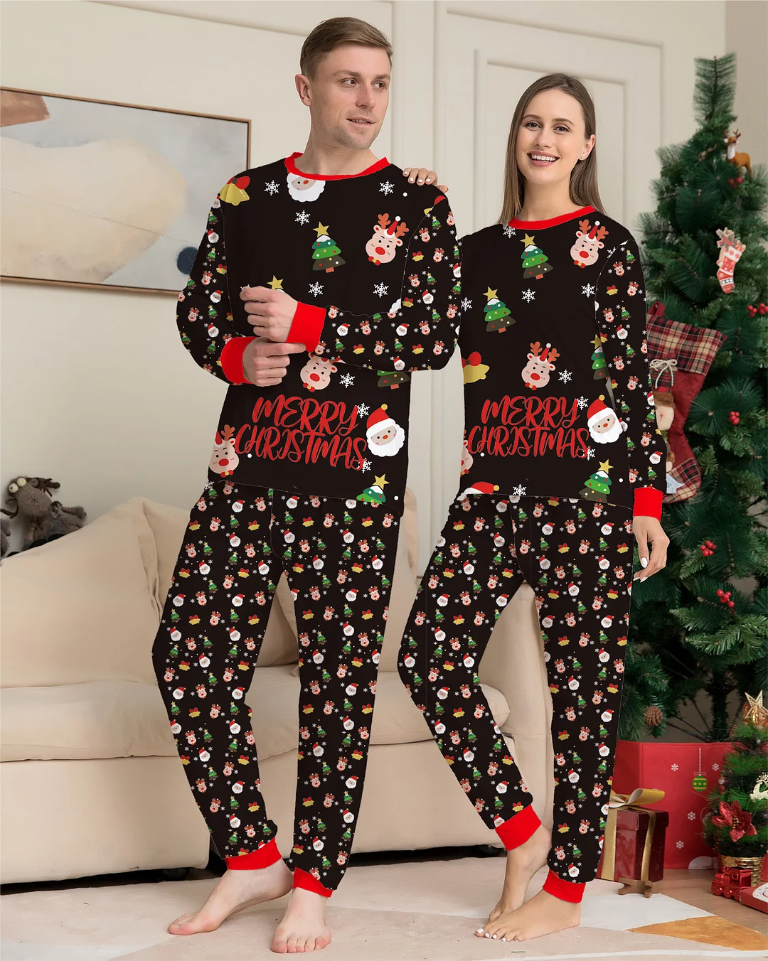 Christmas New Family Full Color Christmas Decoration Print Pajamas + Dog Family Set