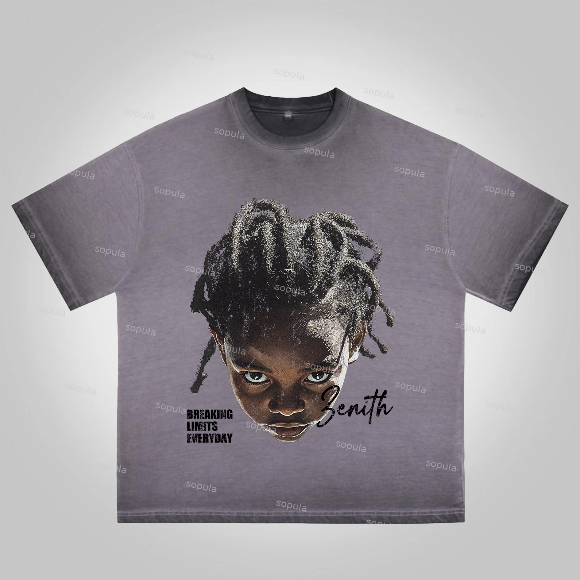 Sopula Vintage Dreadlocks Boys Graphic Zenith Print Washed Cotton T-Shirt