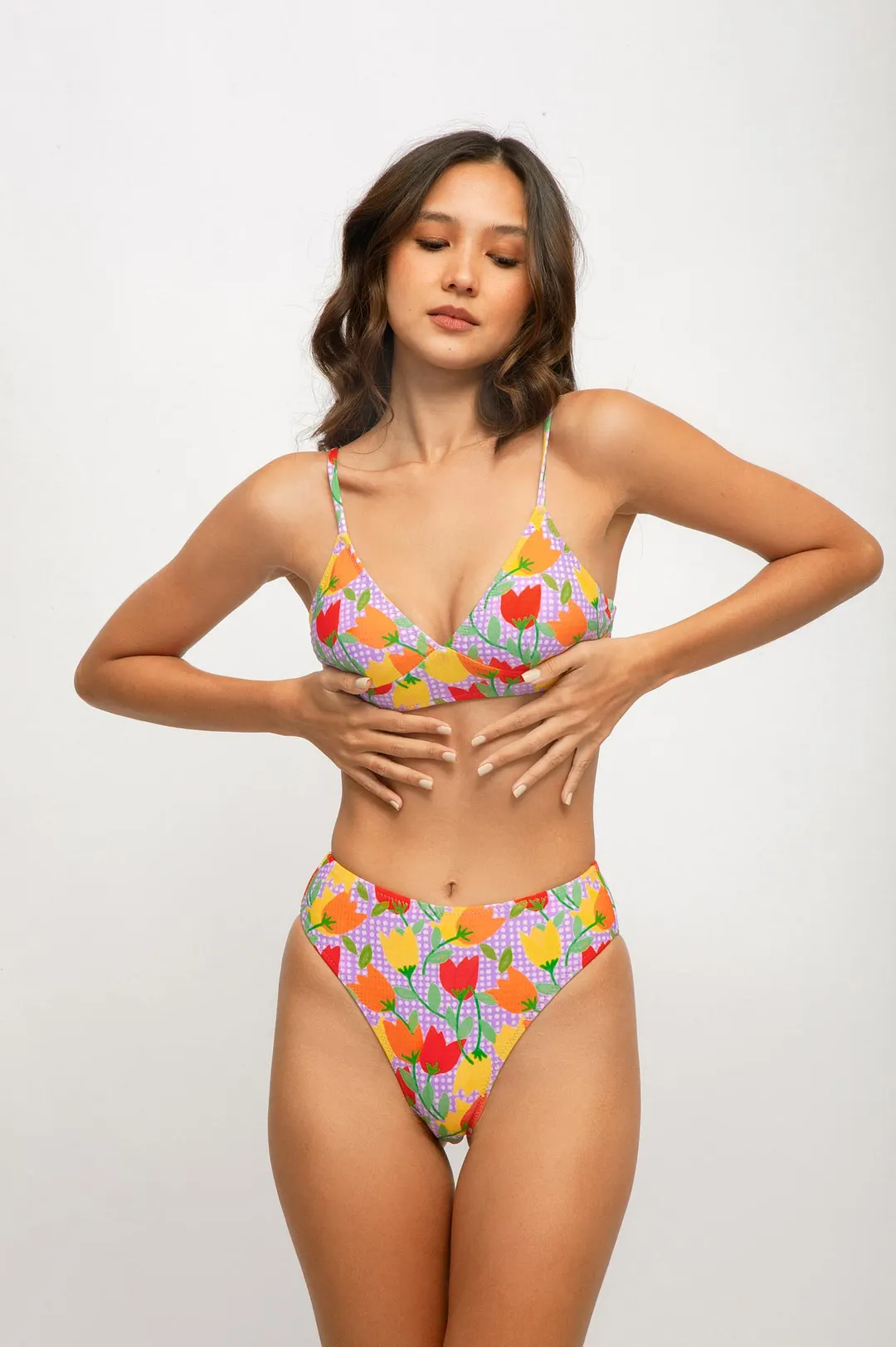 Brooke High Waist Medium Bottoms / Tulip Time Waffle Knit FINAL SALE