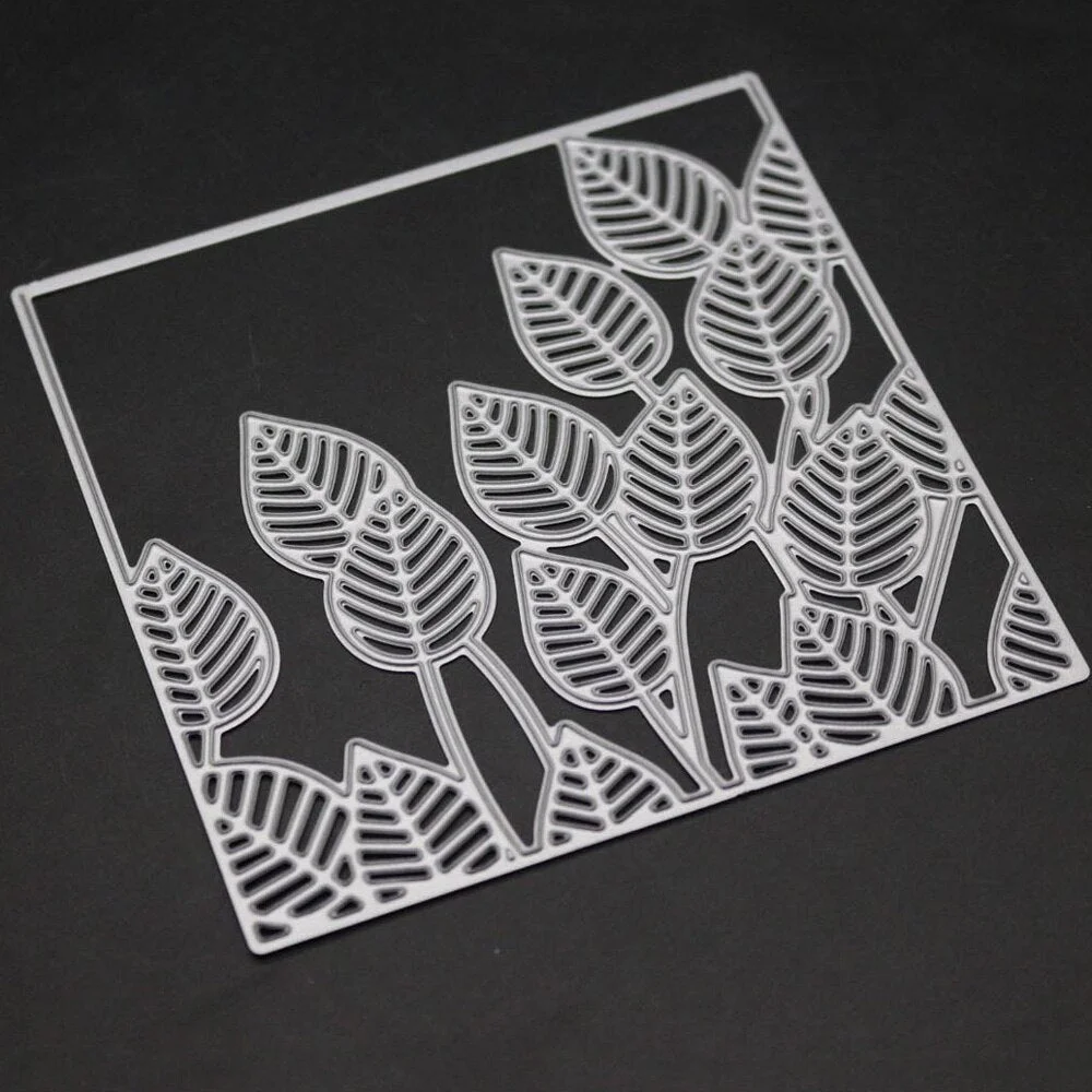 Green Leaves Metal Cutting Dies Christmas Square Frame Die Cut Stencil Scrapbooking Paper Cards Stamps And Dies 2019 New Craft