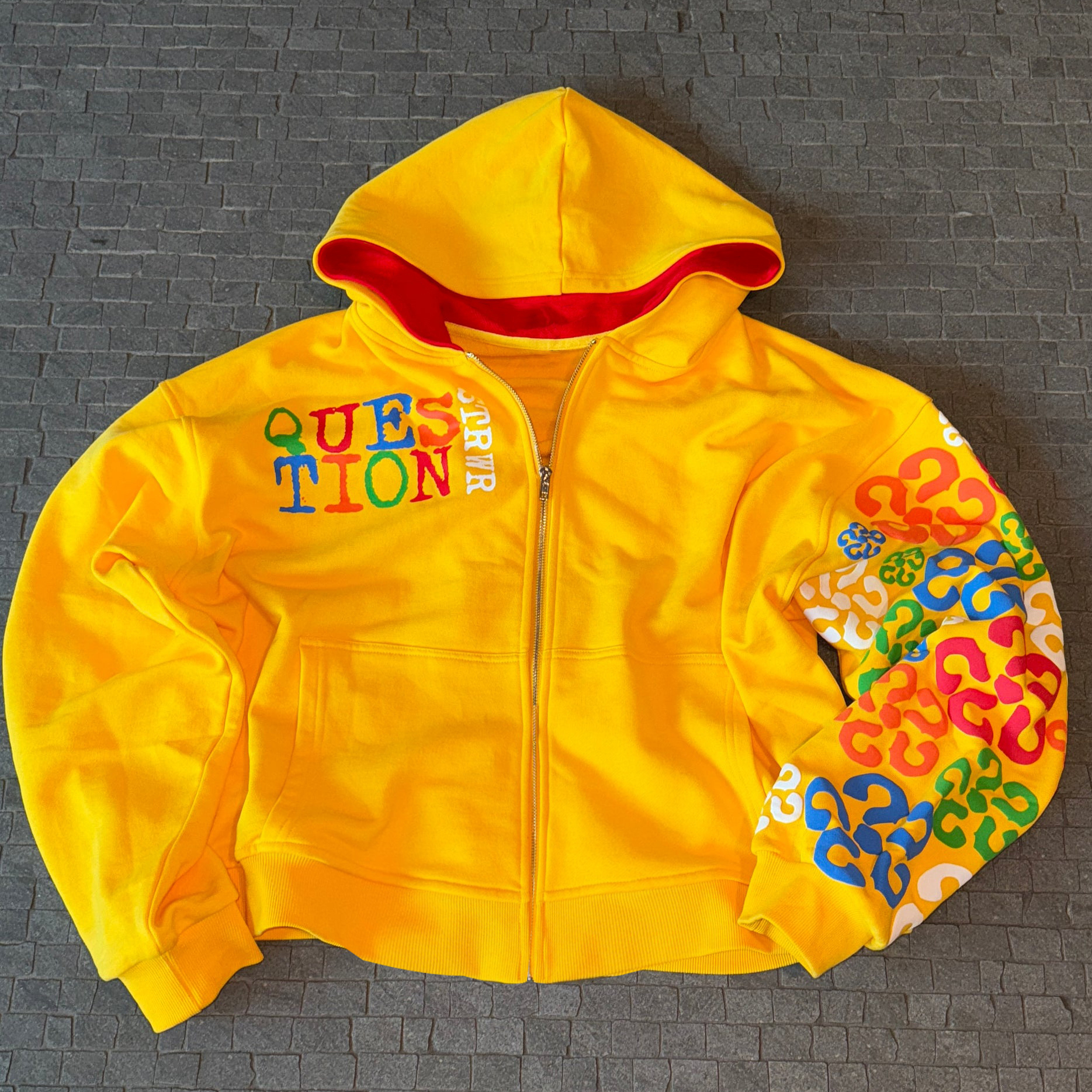 Multicolor Letters Print Long Sleeve Zipper Hoodies