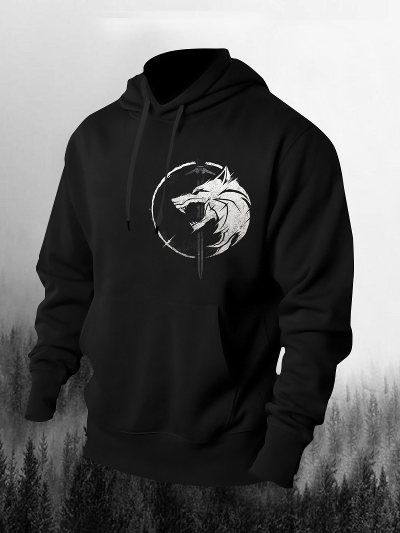 Men's Wolf Sword Print Hoodie