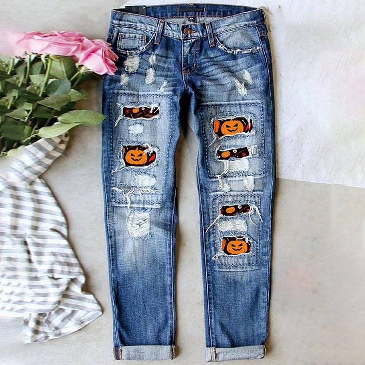 Classic Halloween Washed Straight Leg Jeans
