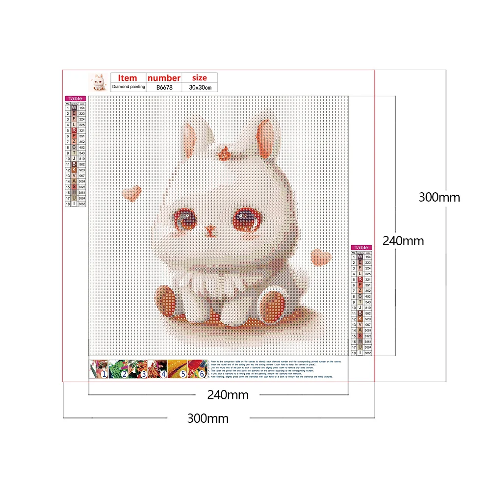 Full Round Diamond Painting 30*30cm - Big Head Animal Rabbit
