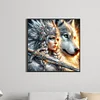 Diamond Painting-DIY Full Round Drill Girl Wolf(40*40 CM)