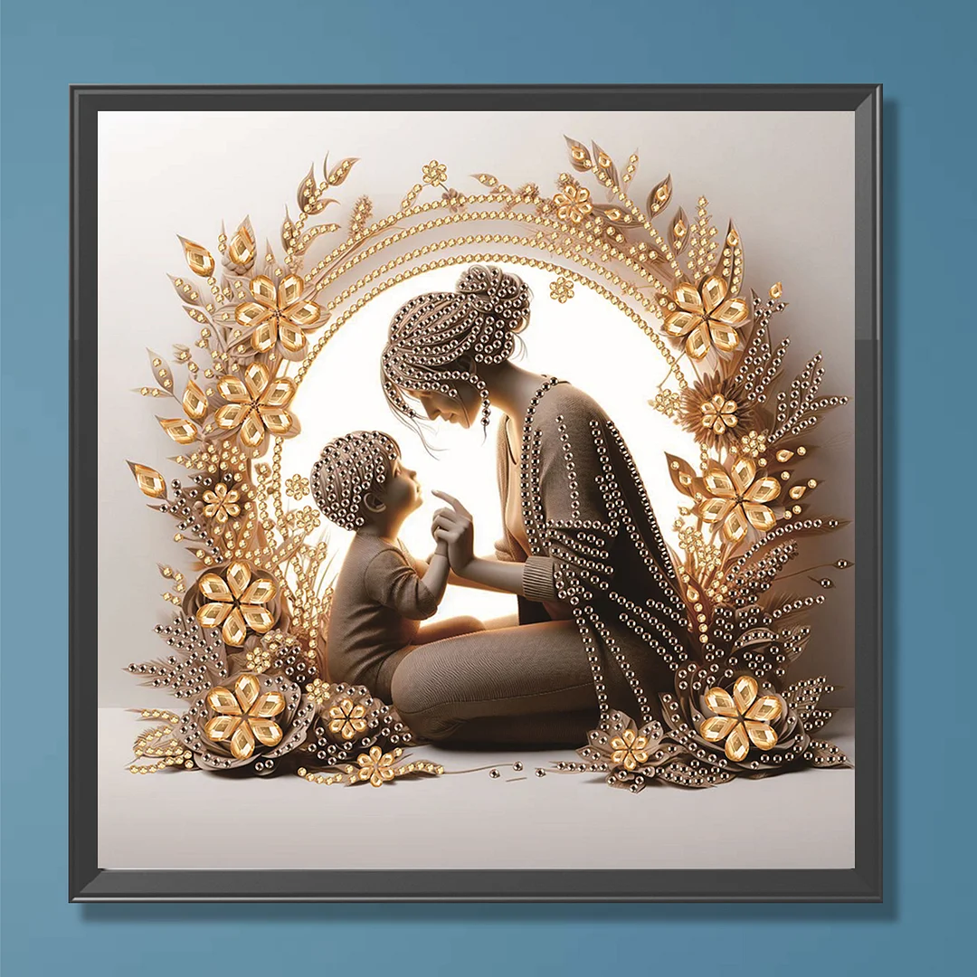 Diamond Painting - Partial Special Shaped Drill - Golden Mother Love(Canvas|30x30cm)