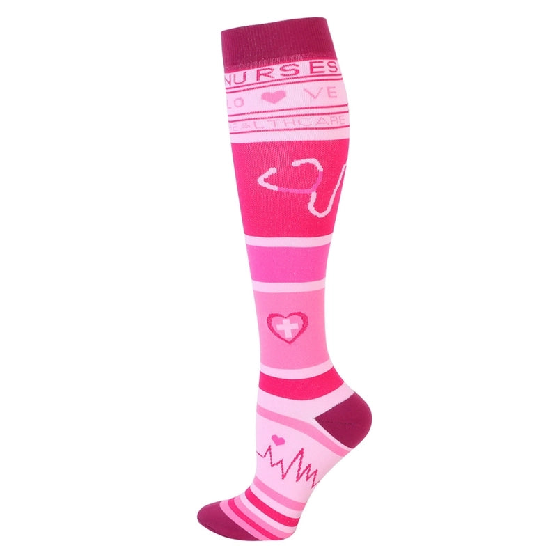 Compression Socks Calf Socks Printed Elastic Socks Sports Cycling Running Yoga Socks Men’s Long Tube Compression Socks Women