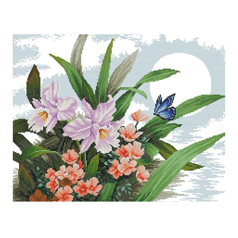 

Flower - 14CT Stamped Cross Stitch - 52*43CM, 501 Original