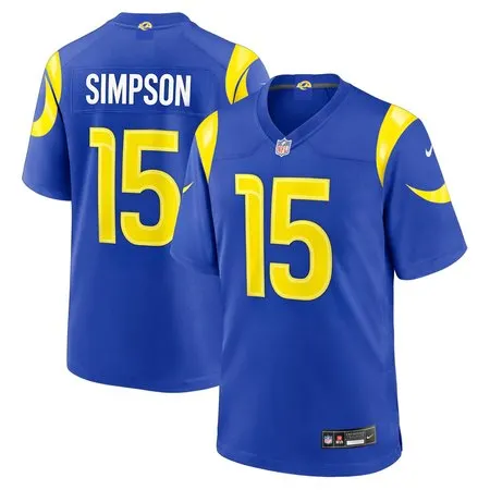 Men's Los Angeles Rams #15 Ty Simpson Navy 2026 NFL Draft Game Jersey