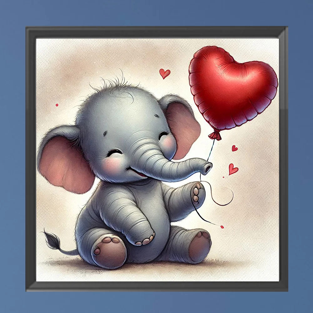 Diamond Painting - Full Square Drill - Valentine's Day Elephant(Canvas|35*35cm)