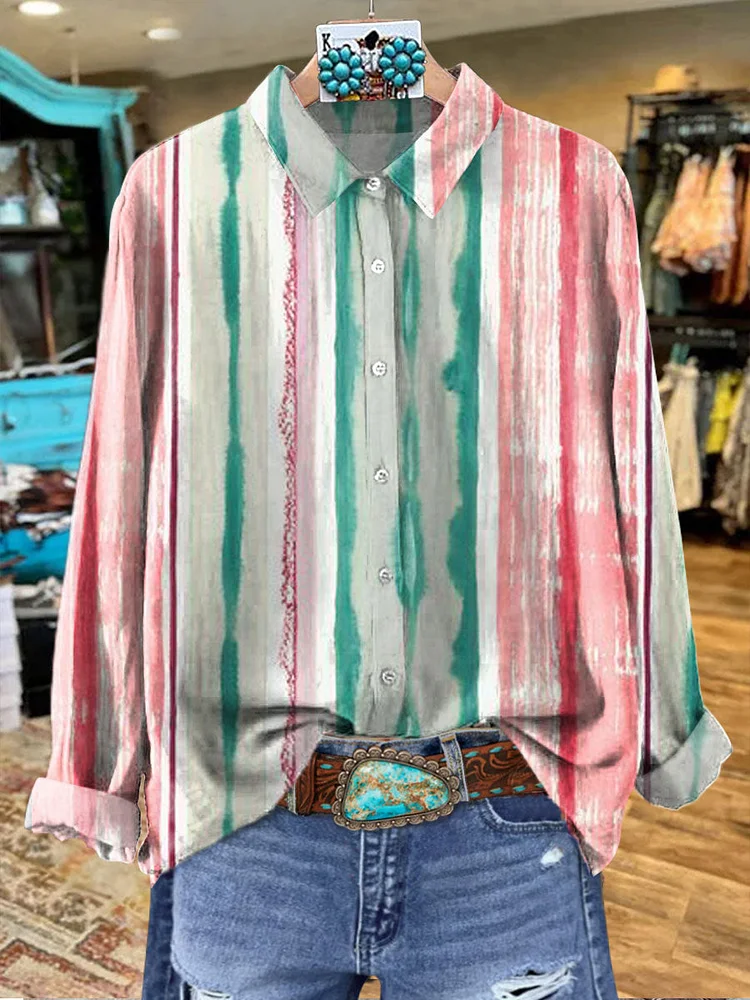 Women's Western Art Print Casual Cotton Shirt
