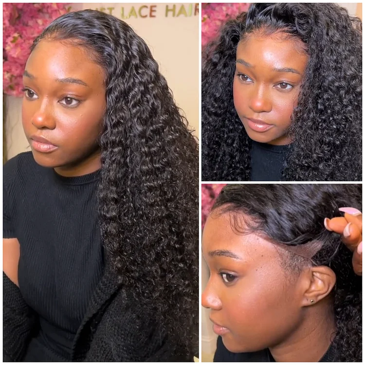-Glueless Brazilian Natural Black Long Curly Wig
