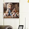 Vie d’animaux de compagnie fille-plein diamant rond peinture-30 * 30cm